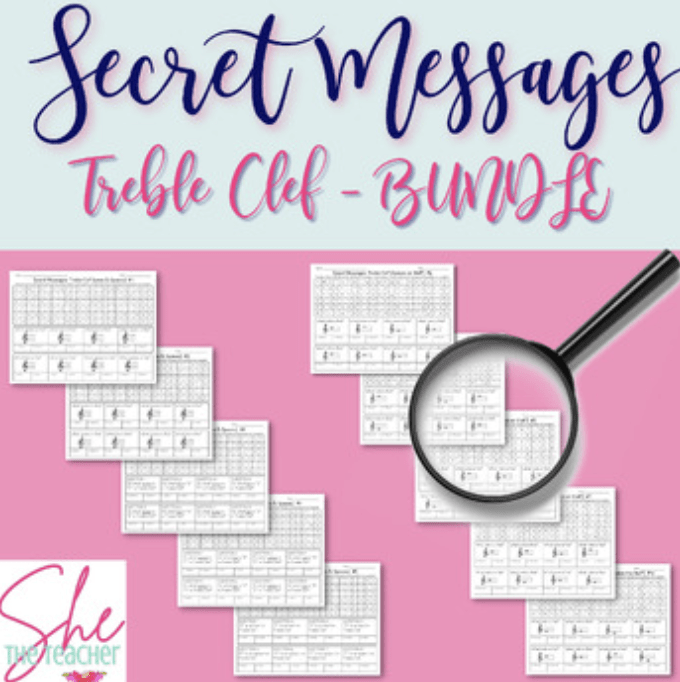 Secret Messages Treble Clef Bundle from TeachersPayTeachers
